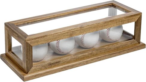 MyGift Baseball Display Case, Premium Acacia Wood and Clear Acrylic Countertop Collectible Baseball Display Case Collectors Showcase Box in Saudi Arabia