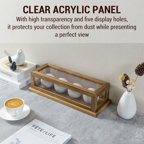 MyGift Baseball Display Case, Premium Acacia Wood and Clear Acrylic Countertop Collectible Baseball Display Case Collectors Showcase Box in Saudi Arabia