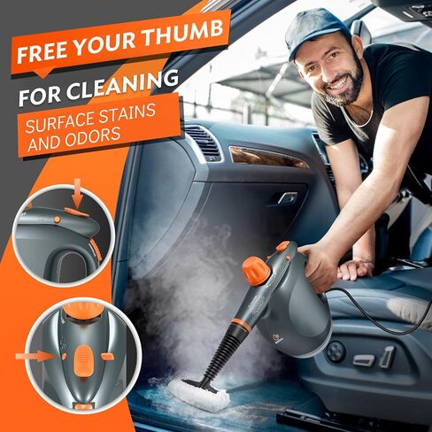 1250W Powerful Handheld Steam Cleaner with Detergent Container and Safety Lock, Multifunctional and Pressurized Hand Held Steamer for Kitchen, Bathroom, Windows and Floors, Steamer for Cleaning in Saudi Arabia