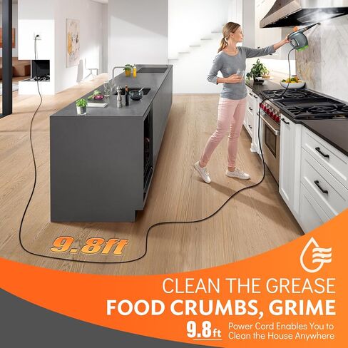 1250W Powerful Handheld Steam Cleaner with Detergent Container and Safety Lock, Multifunctional and Pressurized Hand Held Steamer for Kitchen, Bathroom, Windows and Floors, Steamer for Cleaning in Saudi Arabia