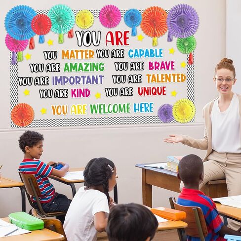 لوحة نشرة تحفيزية مجموعة ملهمة Bulletin Boardin Board ثلاثية الأبعاد ديكور ديكور إيجابي التأكيد مع مشجعي الورق شرابات الورق للعودة إلى المكتبة المدرسية مكتب باب الطباشير السبورة in Saudi Arabia