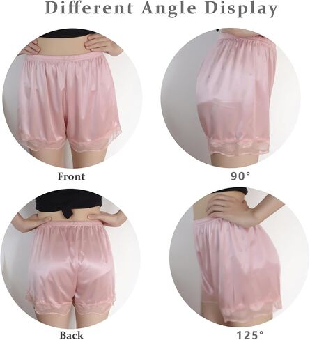 2 Pack Women Slip Shorts for Under Dress Half Slip Pettipants Bloomers Culotte Shorts for Under Skirts Dresses, Black and White in Saudi Arabia