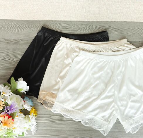 2 Pack Women Slip Shorts for Under Dress Half Slip Pettipants Bloomers Culotte Shorts for Under Skirts Dresses, Black and White in Kuwait