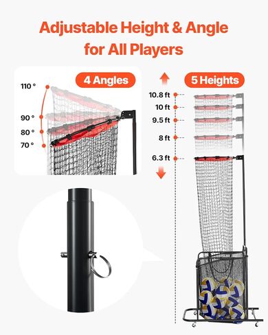 VEVOR Volleyball Training Net System,8 * 11/12 * 11ft/Pitching Practice/Spiking Practice/14 Net,Portable Net Station, Easy Setup Indoor Outdoor Target Net for Serving Spiking Setting in Saudi Arabia
