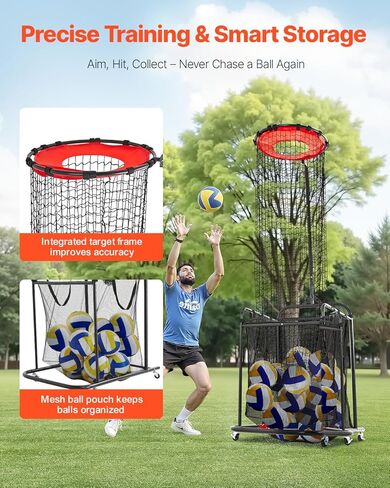 VEVOR Volleyball Training Net System,8 * 11/12 * 11ft/Pitching Practice/Spiking Practice/14 Net,Portable Net Station, Easy Setup Indoor Outdoor Target Net for Serving Spiking Setting in Saudi Arabia