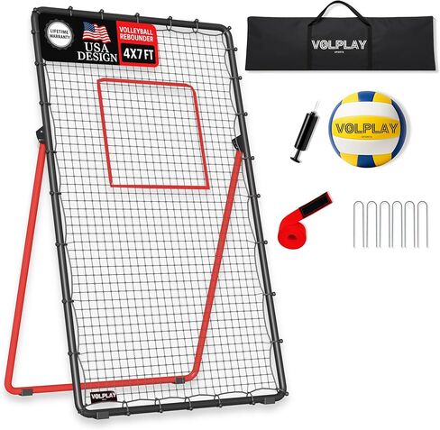 Volleyball Rebounder Net 7x4 FT – 5 Angle Adjustable Volleyball Training Equipment - Durable 45 PLY Bounce Back Net – Practice Net – Includes Ball, Pump & Carry Bag - Gift-Ready Set in Saudi Arabia