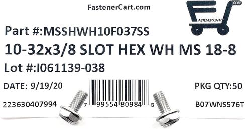 10-32 × 3/8 مسامير آلة رأس غسالة سداسي سداسي 18-8 الفولاذ المقاوم للصدأ (50 pcs) in Saudi Arabia