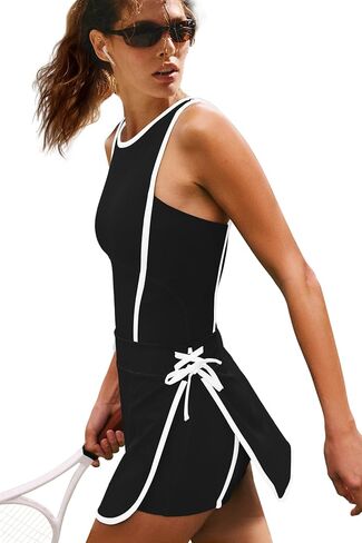 Yanekop Womens Tennis Dress with Built in Shorts Athletic Dresses Golf Outfits Exercise Workout Dress Activewear in Saudi Arabia