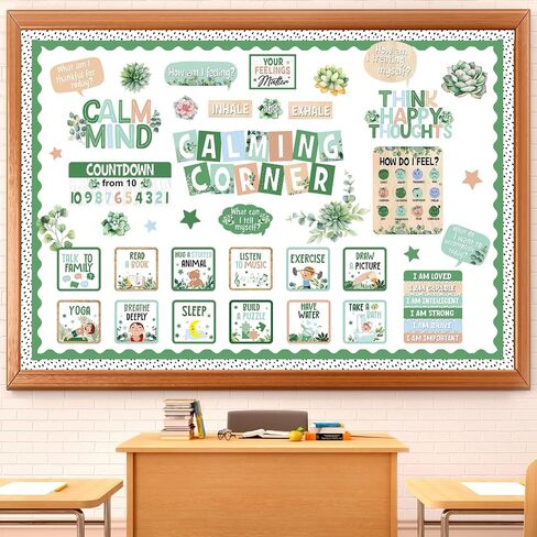 Calming Corner Classroom Bulletin Board Decorations Calm Down Bulletin Board Set Mental Health Feelings Chart Emotions Cutouts for Psychology Educational Therapy Office(Modern Jungle) in Saudi Arabia