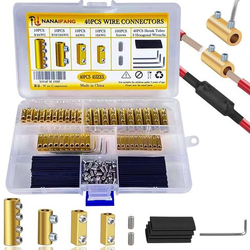 40pcs 2 ، 4 ، 6 ، 8 ، 10 ، 12awg موصلات سلكية ، محطة توصيل الأسلاك السريعة ، موصل سلك موصل الدائرة مع مسامير ، أنابيب تقلص الحرارة و مفصلها ، للأجهزة المنزلية وصناعة الطاقة in Kuwait