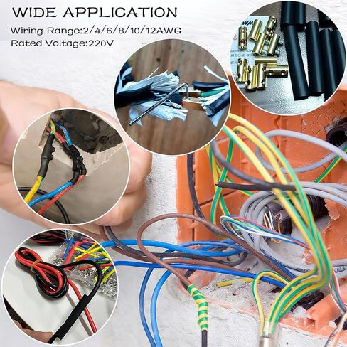 40pcs 2 ، 4 ، 6 ، 8 ، 10 ، 12awg موصلات سلكية ، محطة توصيل الأسلاك السريعة ، موصل سلك موصل الدائرة مع مسامير ، أنابيب تقلص الحرارة و مفصلها ، للأجهزة المنزلية وصناعة الطاقة in Kuwait