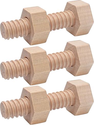 Marsrut 3PCS Wooden Screw Toy, Bolts and Nuts, Wooden Screws Tool Toys Set for Adults to Relax, Craft, Build Model, Home Garden Decoration in Saudi Arabia