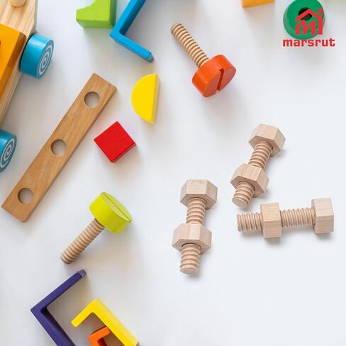 Marsrut 3PCS Wooden Screw Toy, Bolts and Nuts, Wooden Screws Tool Toys Set for Adults to Relax, Craft, Build Model, Home Garden Decoration in Saudi Arabia