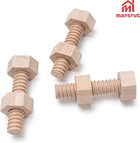 Marsrut 3PCS Wooden Screw Toy, Bolts and Nuts, Wooden Screws Tool Toys Set for Adults to Relax, Craft, Build Model, Home Garden Decoration in Saudi Arabia