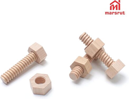 Marsrut 3PCS Wooden Screw Toy, Bolts and Nuts, Wooden Screws Tool Toys Set for Adults to Relax, Craft, Build Model, Home Garden Decoration in Saudi Arabia