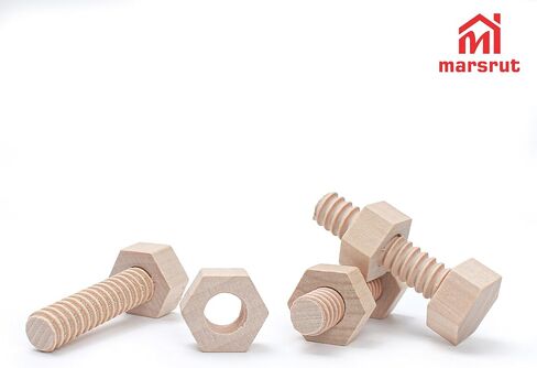 Marsrut 3PCS Wooden Screw Toy, Bolts and Nuts, Wooden Screws Tool Toys Set for Adults to Relax, Craft, Build Model, Home Garden Decoration in Saudi Arabia