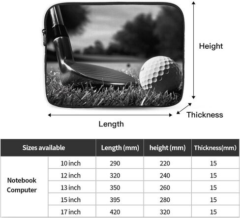 Black and White Golf Printed Laptop Sleeve for Men Women Shockproof Laptop Case Bag for Travel Office School in Saudi Arabia