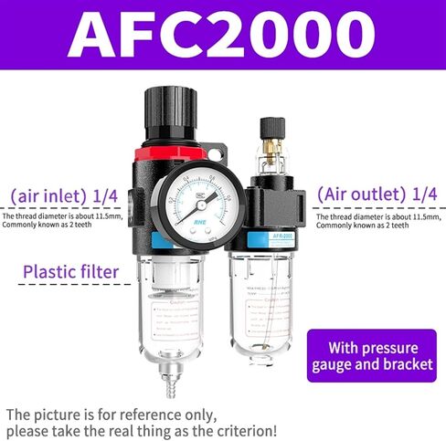 AFC2000 G1/4 AFR2000 + AL2000 Oil Water Separator Regulator Trap Filter Airbrush Air Compressor Pressure Reducing Slide Valve(AFC2000 Plastic) in Saudi Arabia