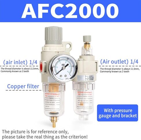 AFC2000 G1/4 AFR2000 + AL2000 Oil Water Separator Regulator Trap Filter Airbrush Air Compressor Pressure Reducing Slide Valve(AFC2000 Plastic) in Saudi Arabia