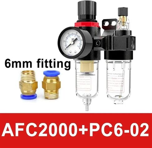 AFC2000 Filter for Compressor Oil Water Separator Regulator Trap Filter Airbrush G1/4 Air Pressure Reducing Valve(AFC w (PC4-02x2)) in Saudi Arabia