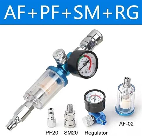 1PCS Water Oil Separator Air Filter Moisture Trap for Compressor Spray Paint Gun Tool Pressure Parts 1/4''(AF w PF w SM) in Saudi Arabia