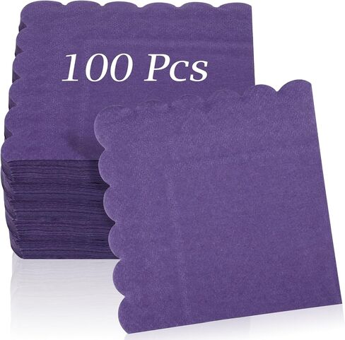 100 Pcs Cocktail Napkins, 2-Ply 5 x 5 Inches Disposable Scalloped Napkins, Thick Premium Dessert Napkins for Party, Wedding, Dinner, Birthday, Anniversary, Festival (Sage Green) in Kuwait