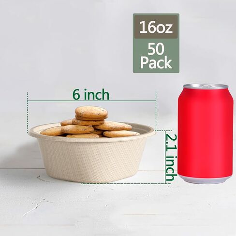 HomeStockplus 48 أوقية أوعية يمكن التخلص منها - وعاء شاق وقابل للتسميد - مصنوع من ألياف قصب السكر وألياف الخيزران ، وعاء ورقي كبير للميكروويف - السلطة ، والسلطة ، والرامين ، والفشار ، إلخ. [50 حزمة] in Kuwait