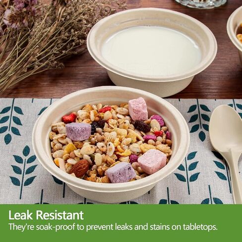 HomeStockplus 48 أوقية أوعية يمكن التخلص منها - وعاء شاق وقابل للتسميد - مصنوع من ألياف قصب السكر وألياف الخيزران ، وعاء ورقي كبير للميكروويف - السلطة ، والسلطة ، والرامين ، والفشار ، إلخ. [50 حزمة] in Kuwait