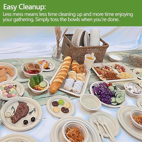 HomeStockplus 48 أوقية أوعية يمكن التخلص منها - وعاء شاق وقابل للتسميد - مصنوع من ألياف قصب السكر وألياف الخيزران ، وعاء ورقي كبير للميكروويف - السلطة ، والسلطة ، والرامين ، والفشار ، إلخ. [50 حزمة] in Kuwait