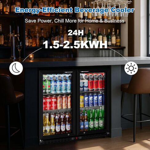 36 "البار الخلفي تبريد ثلاجة خفية مع زجاج منخفضة ، 7.4 Cu.ft مبرد المشروبات التجارية للبيرة والصودا والنبيذ والأرفف القابلة للتعديل وإضاءة LED in Kuwait