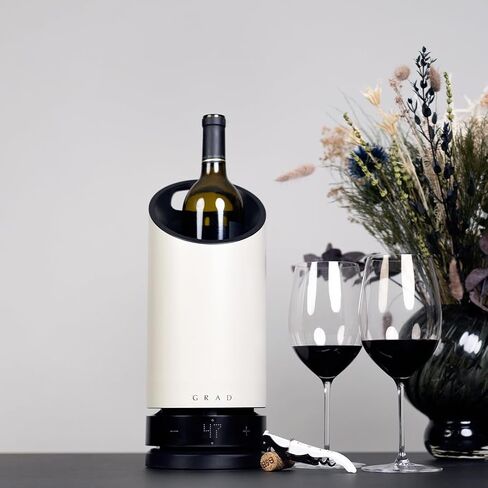 Grad No.1 Wine Cooler-مبرد النبيذ المحمول والقابل لإعادة الشحن مع التحكم الدقيق في درجة الحرارة (41-69 درجة فهرنهايت) ، التصميم الاسكندنافي ، التشغيل الصامت ، عمر البطارية الطويل-ملحق النبيذ الفاخر للمنزل in Saudi Arabia