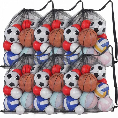 COBEE 6PCS حقيبة كرة شبكية كبيرة ، 40 "× 30" ، أكياس كرة سلة كرة السلة ، معدات تخزين معدات رياضية مع حزام كتف قابل للتعديل للمدربين لكرة القدم ، in Saudi Arabia