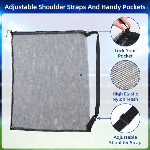 COBEE 6PCS حقيبة كرة شبكية كبيرة ، 40 "× 30" ، أكياس كرة سلة كرة السلة ، معدات تخزين معدات رياضية مع حزام كتف قابل للتعديل للمدربين لكرة القدم ، in Saudi Arabia