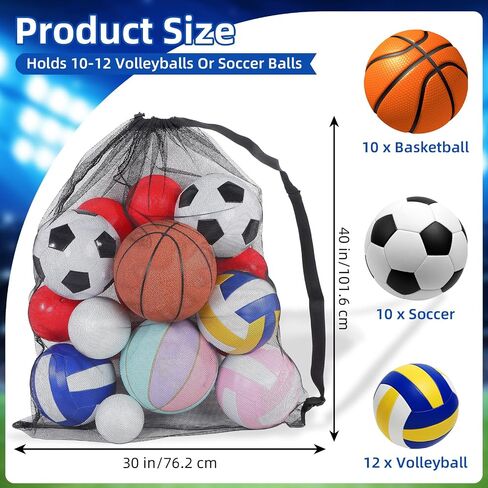 COBEE 6PCS حقيبة كرة شبكية كبيرة ، 40 "× 30" ، أكياس كرة سلة كرة السلة ، معدات تخزين معدات رياضية مع حزام كتف قابل للتعديل للمدربين لكرة القدم ، in Saudi Arabia