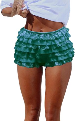 Women Y2K Lolita Bloomers Lace Mesh Ruffle Fairy Short Sexy Layered Pettipants Coquette Boy Shorts in Saudi Arabia