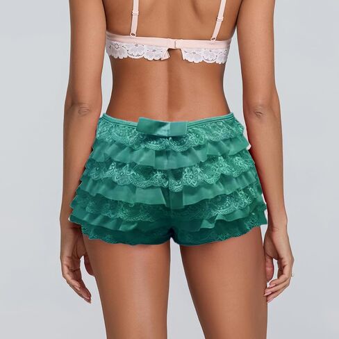 Women Y2K Lolita Bloomers Lace Mesh Ruffle Fairy Short Sexy Layered Pettipants Coquette Boy Shorts in Saudi Arabia