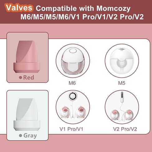 6pcs Duckbill Valves and 4pcs Diaphragm Compatible with Momcozy Mobile Style M6, Replace for M6 Breast Pump Replacement Accessories, Fit for Momcozy Pump Part, Not Original Parts, Gray in Kuwait