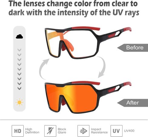 Suertree Photochromic Cycling Glasses Men Women Sports Clear Sunglasses Mountain Bike Riding MTB Bicycle Running Golf in Kuwait