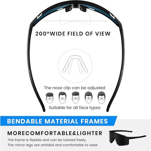 نظارة شمسية SPOSUNE UV400 المستقطب ، نظارات TR90 الرياضية للركض ، ركوب الدراجات ، البيسبول والدراجات (للجنسين) in Kuwait