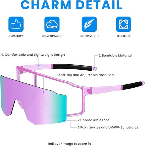 SPOSUNE UV400 Polarized Softball Sunglasses, TR90 Sports Glasses for Running, Cycling, Baseball & Bike (Unisex) in Saudi Arabia