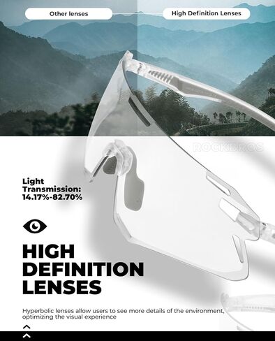 ROCKBROS Photochromic Cycling Sunglasses Bike Glasses for Men Women Sports Sunglasses UV Protection in Saudi Arabia
