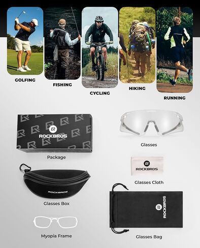 ROCKBROS Photochromic Cycling Sunglasses Bike Glasses for Men Women Sports Sunglasses UV Protection in Saudi Arabia