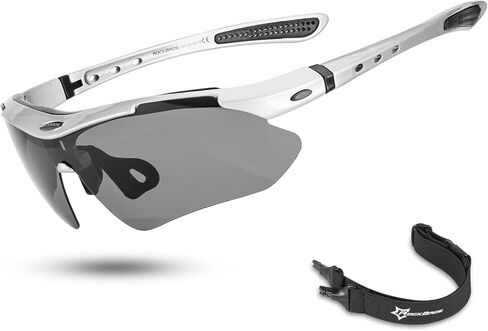نظارة شمسية Rockbros Rockbros استقطاب نظارات ركوب الدراجات MTB MTB ، مع فرقة Elasctic القابلة للإزالة ، الزجاج الفضي الاستقطاب in Saudi Arabia