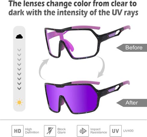Suertree Photochromic Cycling Glasses Men Women Sports Clear Sunglasses Mountain Bike Riding MTB Bicycle Running Golf in Kuwait