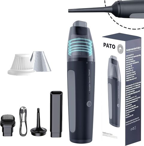 PATO Handheld Vacuum, 13000PA Portable Cordless Car Vacuum Cleaner, Suction and Blow 2-in-1 Dust Removal Vacuum Cleaner for Car, Home, Office, Pet. Black in Saudi Arabia
