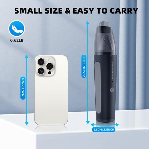 PATO Handheld Vacuum, 13000PA Portable Cordless Car Vacuum Cleaner, Suction and Blow 2-in-1 Dust Removal Vacuum Cleaner for Car, Home, Office, Pet. Black in Saudi Arabia