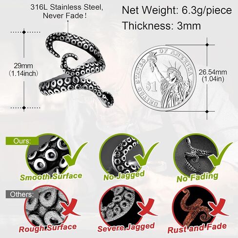 FaithHeart Norse Viking Raven Skull Rings for Men Women, Stainless Steel/18K Gold Plated Punk Gothic Jewelry Personalized Customize, Delicate Packaging in Saudi Arabia