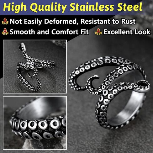 FaithHeart Norse Viking Raven Skull Rings for Men Women, Stainless Steel/18K Gold Plated Punk Gothic Jewelry Personalized Customize, Delicate Packaging in Saudi Arabia