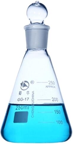 قارورة زجاجية زجاجية مع مختبر كيمياء المكونات القياسية erlenmeyer الزجاج البورسليت عالي السمك (250 مل عيار 24) in Saudi Arabia