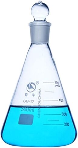قارورة زجاجية زجاجية مع مختبر كيمياء المكونات القياسية erlenmeyer الزجاج البورسليت عالي السمك (250 مل عيار 24) in Saudi Arabia